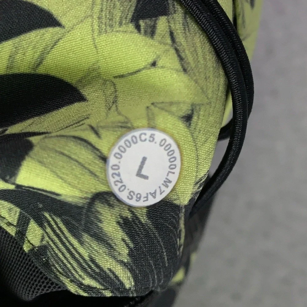 Lululemon Cross Channel Shorts Mens Large Lime Green Black Floral Botanical Swim